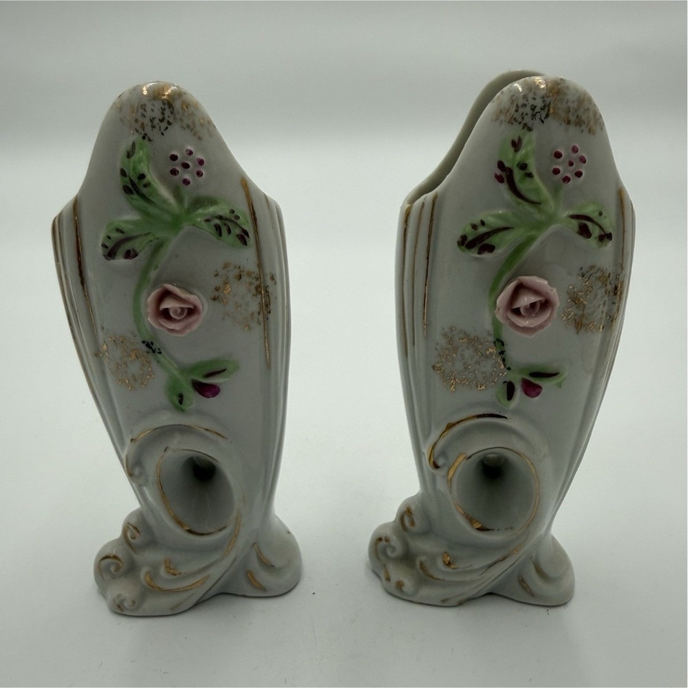 Vintage Porcelain‎ Double Bud Vases,